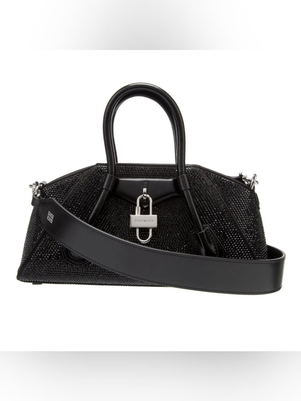 Givenchy Strass Stretch Mini Antigona Crossbody Black Silver Hardware